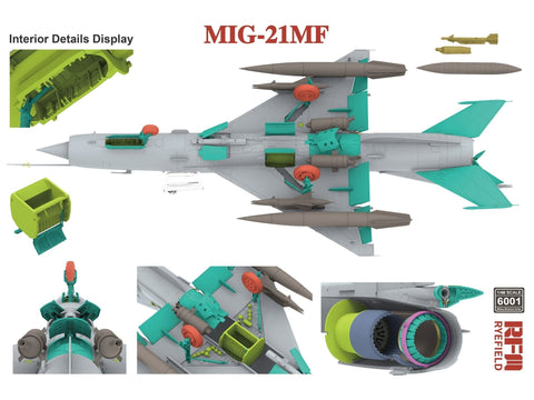 Naikintuvo MiG-21MF surenkamas modelis Rye Field Model 1/48 RFM-6001