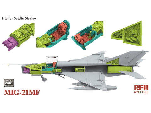Naikintuvo MiG-21MF surenkamas modelis Rye Field Model 1/48 RFM-6001