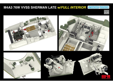 Rye Field Model M4A3 Sherman 76W VVSS Late su interjeru 1/35 RFM-5135