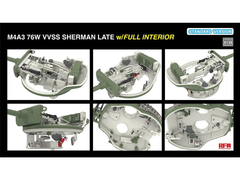 Rye Field Model M4A3 Sherman 76W VVSS Late su interjeru 1/35 RFM-5135