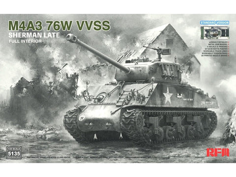 Rye Field Model M4A3 Sherman 76W VVSS Late su interjeru 1/35 RFM-5135