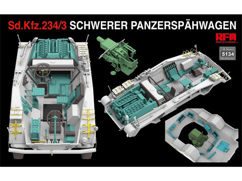 Rye Field 1/35 Sd.Kfz. 234/3 žvalgybinis šarvuotis 7,5 cm Stummel RFM-5134