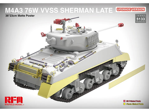 Rye Field M4A3 Sherman 76W VVSS, 1/35 vėlyvas patobulintas tankas