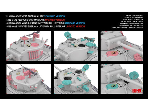 Rye Field M4A3 Sherman 76W VVSS, 1/35 vėlyvas patobulintas tankas