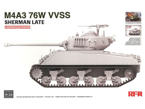 Rye Field M4A3 Sherman 76W VVSS, 1/35 vėlyvas patobulintas tankas
