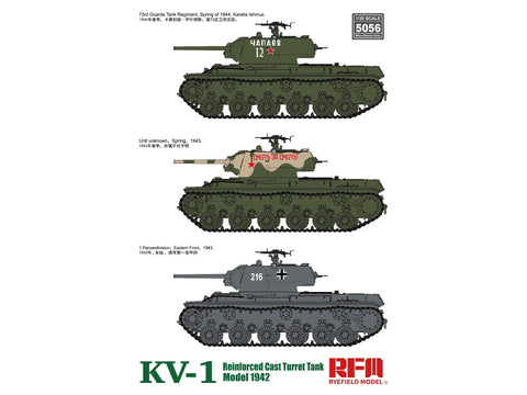 Rye Field KV-1 tankas 1942 bokštas plastikinis modelis 1/35
