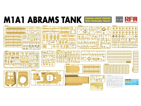 Rye Field Model M1A1 Abrams Ukrainos atnaujinta versija 1/35, darbiniai vikšrai