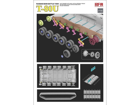 Rye Field Model T-80U Rusijos kovos tankas 1/35 plastikinis rinkinys RFM-5105