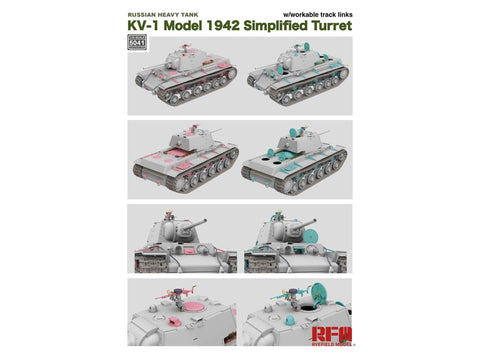 KV-1 1942 sunkusis tankas, supaprastintas bokštelis 1/35 – Rye Field (RFM-5041)