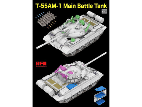 Rye Field T-55AM-1 tanko modelis 1/35 su judančiais vikšrais
