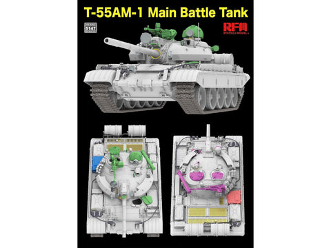Rye Field T-55AM-1 tanko modelis 1/35 su judančiais vikšrais