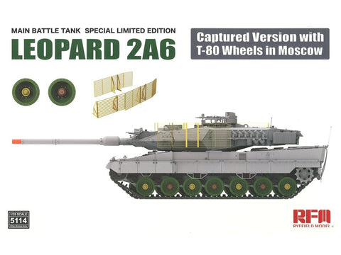 Rye Field Leopard 2A6 užgrobtas Maskvoje su T-80 ratais, 1/35 (RFM-5114)