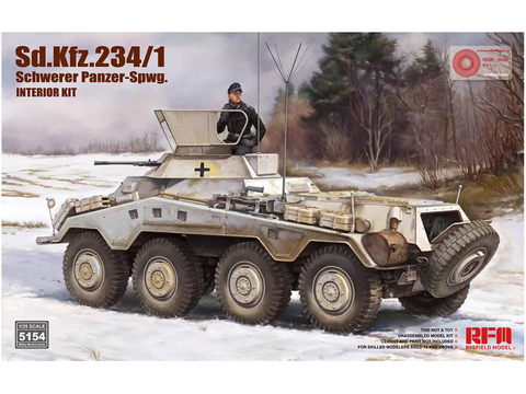 Sd.Kfz. 234/1 šarvuotis su interjeru, 1/35 plastikinis modelis