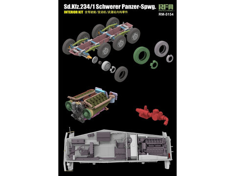 Sd.Kfz. 234/1 šarvuotis su interjeru, 1/35 plastikinis modelis
