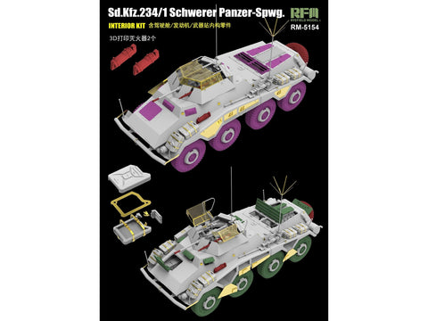 Sd.Kfz. 234/1 šarvuotis su interjeru, 1/35 plastikinis modelis