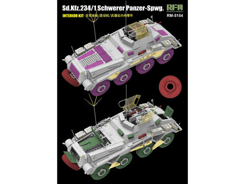 Sd.Kfz. 234/1 šarvuotis su interjeru, 1/35 plastikinis modelis