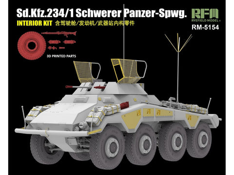 Sd.Kfz. 234/1 šarvuotis su interjeru, 1/35 plastikinis modelis