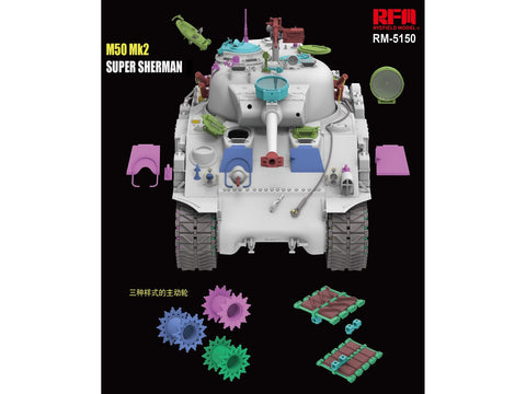 Izraelio tankas M50 Mk2 Super Sherman 1/35 plastikinis modelis RFM-5150