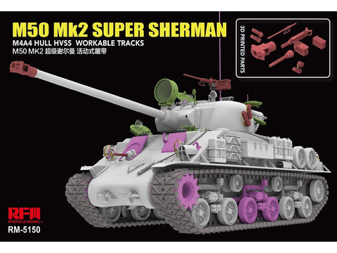 Izraelio tankas M50 Mk2 Super Sherman 1/35 plastikinis modelis RFM-5150