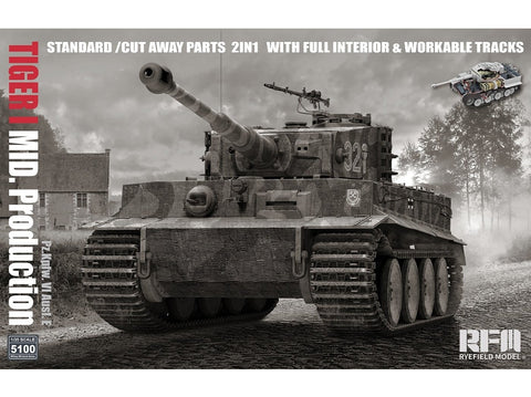Rye Field Tiger I tankas vid. gamyba 2in1 pilnas interjeras 1/35
