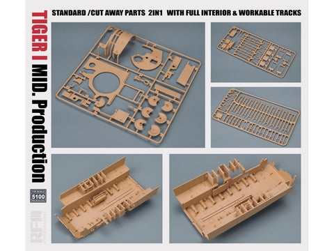 Rye Field Tiger I tankas vid. gamyba 2in1 pilnas interjeras 1/35