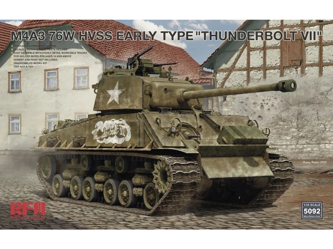 Rye Field Model Sherman M4A3 76W HVSS Thunderbolt VII 1/35 plastikinis ...