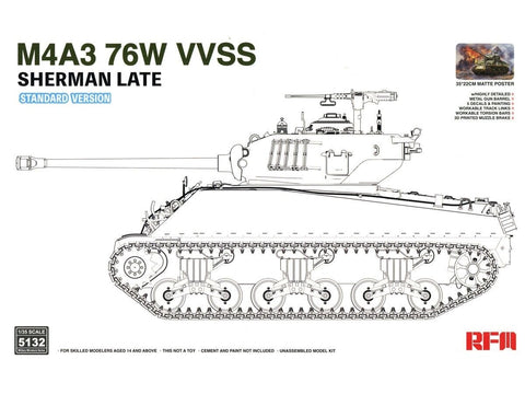 Rye Field Model tanko M4A3 Sherman 76W VVSS (vėlyvas), 1/35, RFM-5132