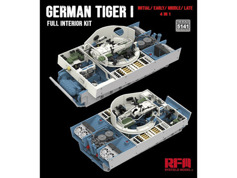 Rye Field Model Tiger I 1/35 modelis, pilnas interjeras, 4 viename (RFM-5141)