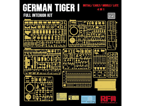 Rye Field Model Tiger I 1/35 modelis, pilnas interjeras, 4 viename (RFM-5141)
