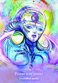 Tarot korta Priestess of Purity ryškiai mėlyno‑violetinė detalizuota iliustracija Nr.14 parduodamai spaudai