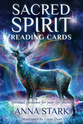 Skaitymo kortos Sacred Spirit (Anna Stark) — mėlyno‑violetinis viršelis su elnio iliustracija, iliustravo Louis Dyer