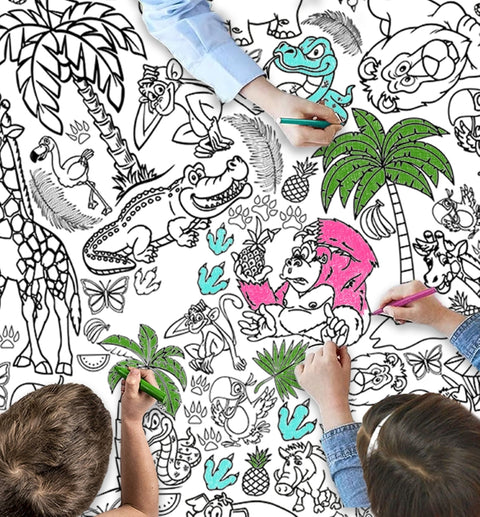 Safari spalvinama staltiesė vaikams 240×120 cm iš perdirbto popieriaus