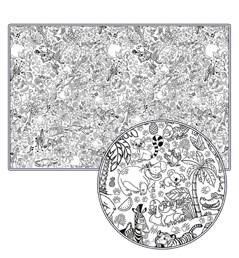Safari spalvinama staltiesė vaikams 240×120 cm iš perdirbto popieriaus