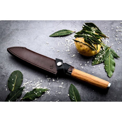 Japoniškas santoku peilis su alyvmedžio rankena 14 cm