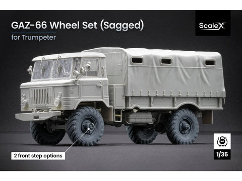 GAZ-66 nusėdę ratai Trumpeter modeliui, 3D, 1/35