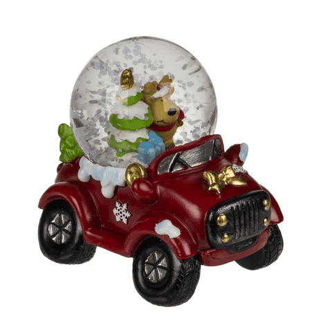 Kalėdinis sniego burbulas su automobiliu, 7 cm dekoracija