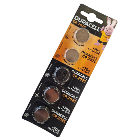 Duracell CR2025 3V ličio mygtukinės baterijos, 5 vnt. rinkinys