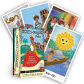 Tarot kortos Secrets of Paradise, 81 kortų rinkinys su ryškiais Karibų ir Lotynų Amerikos motyvais, dėžutė ir atverstos kortos