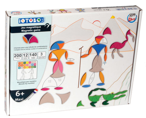 SEPP Iotobo magnetinė dėlionė Maxi N – 200 magnetų kūrybos rinkinys 6+, 155 modelių, 28×28 cm