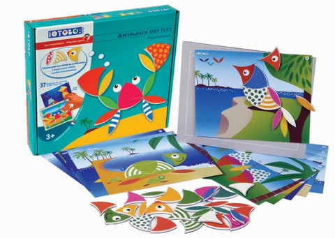 SEPP magnetinė dėlionė „Polinezija“ vaikams 3+ – 37 magnetai, 12 paveikslų, magnetinė lenta