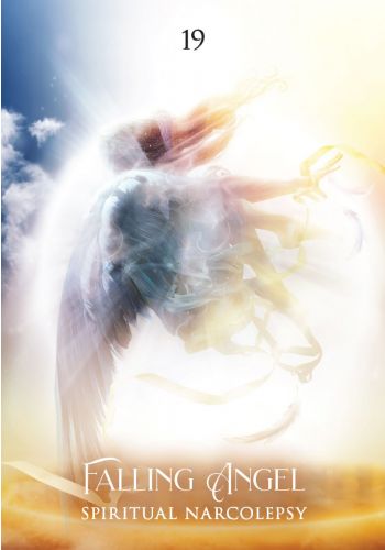 Knyga Falling Angel: šviesus viršelis su tirpstančio angelo figūra ir numeriu 19 viršuje, dvasinė tematika