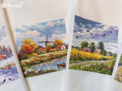 Siuvinėjimo kryželiu rinkinys „Ruduo“ 11,5×11,5 cm pradedantiesiems