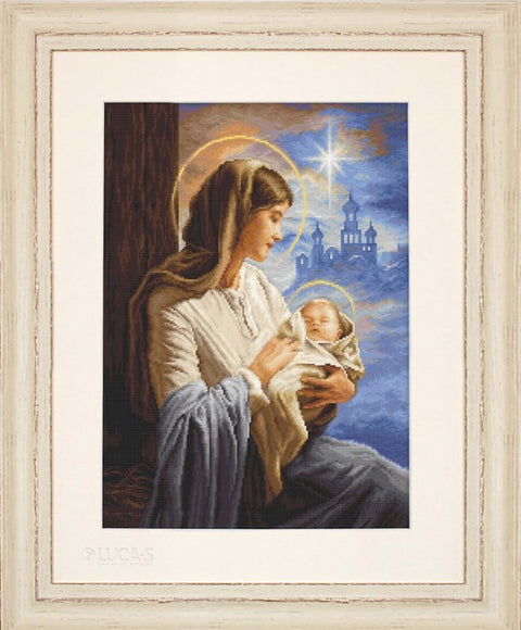 Siuvinėjimo rinkinys kryželiu „Šv. Marija su Kūdikėliu“, 18x25 cm