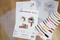 Kryželių rinkinys Luca-S Christmas Toys su daugiaspalvėmis siūlėmis ant kortelių, spausdinta schema ir kanva