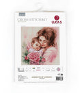 Kryželių siuvinėjimo rinkinys LUCA-S Moments of Longing — motinos ir vaiko rožinė kompozicija ant pakuotės, komplekte 25×25 cm drobė