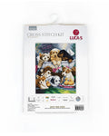 Siuvinėjimo rinkinys LUCA·S su spalvotu „Bath Time Pups“ šuniukų dizainu, matomas priekinis baltos pakuotės vaizdas
