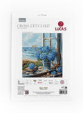 kryželių rinkinys LUCA‑S Sea View su mėlynų hortenzijų pajūrio motyvu ant pakuotės priekinio viršelio, parodytas modelis ir dydis 29×31 cm