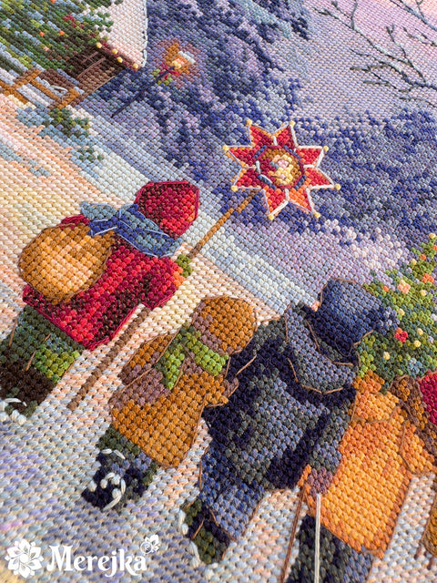 Kalėdinis kryželiu siuvinėjimo rinkinys „Carol of the Bells“ 30x41 cm