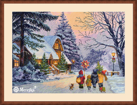 Kalėdinis kryželiu siuvinėjimo rinkinys „Carol of the Bells“ 30x41 cm