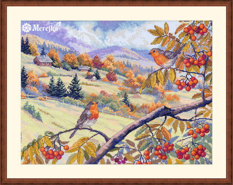 Kryželiu siuvinėjimo rinkinys „Auksu nėrintos kalvos“, 31×40 cm